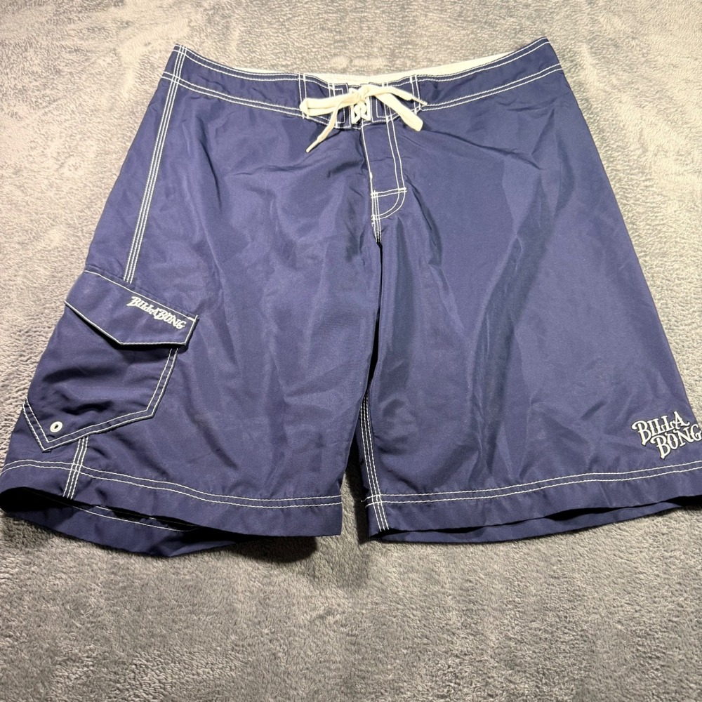 Billabong VTG Mens Navy Blue Contrast Stitch Cargo‎ Board Shorts Swim Sz 38